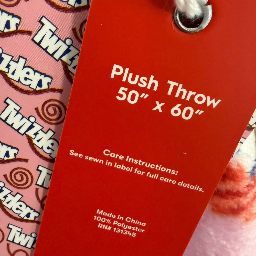 NWT Twizzlers Pink Plush Throw Blanket 50